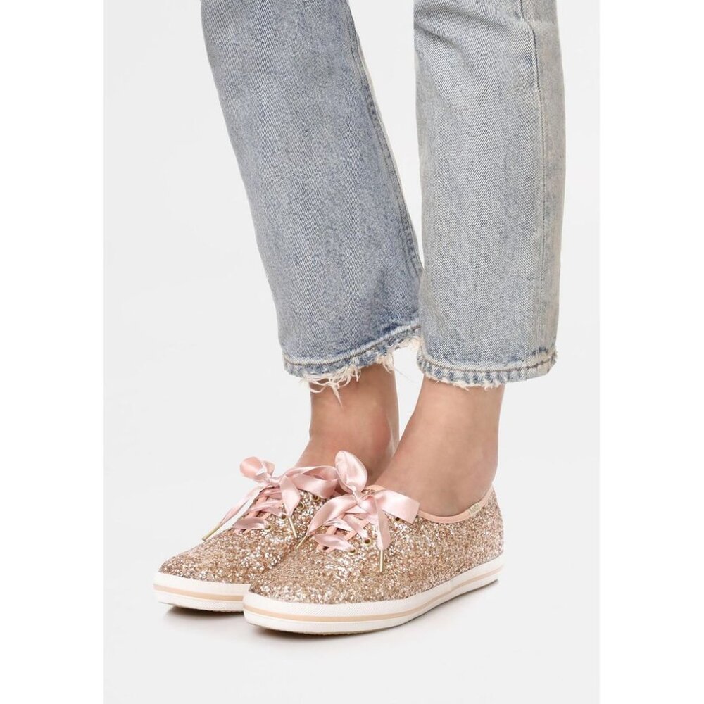 Keds X Kate Spade Rose Gold Glitter Lace Up Sneakers 11